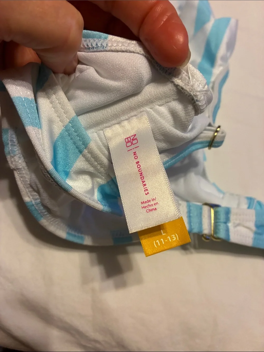 Beach Bunny Girls Blue and White Striped Bikini Top